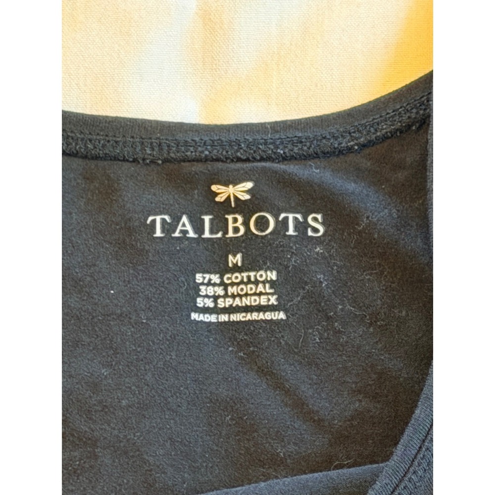 Talbots Womens Black Scoop Neck Tank Top Cotton Modal Stretch Sleeveless Size M - Picture 3 of 4